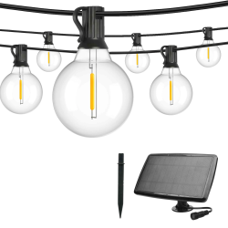 Dek. lampu virtene ar saules bat., G40 E12x15gb, 15m, silti