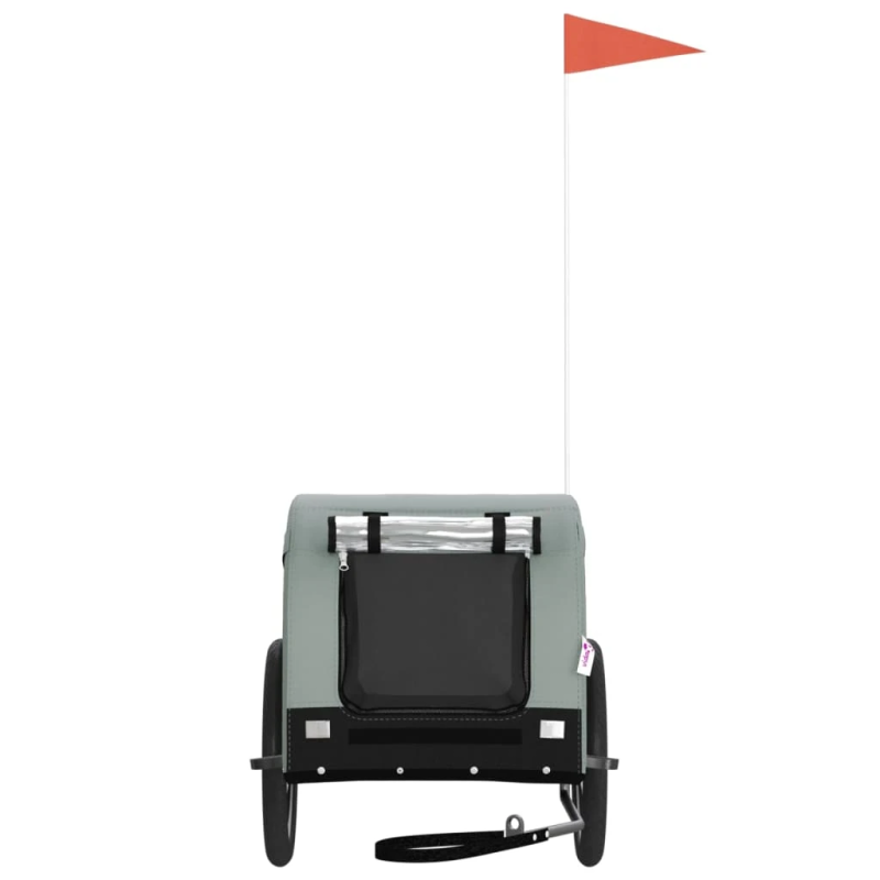 vidaXL mājdzīvnieku velo piekabe, melna ar pelēku, audums, dzelzs