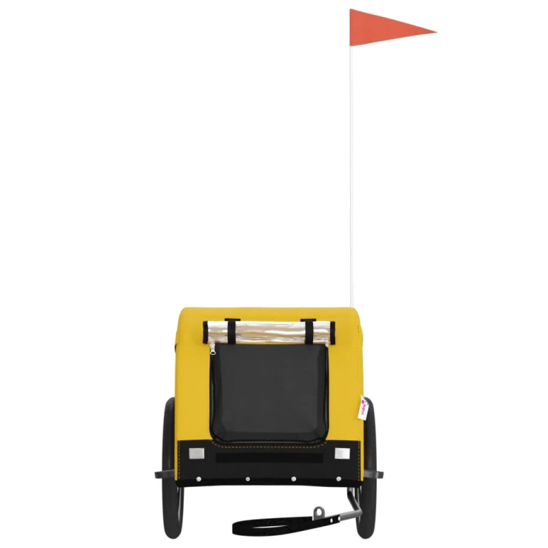 vidaXL mājdzīvnieku velo piekabe, dzeltena ar melnu, audums, dzelzs