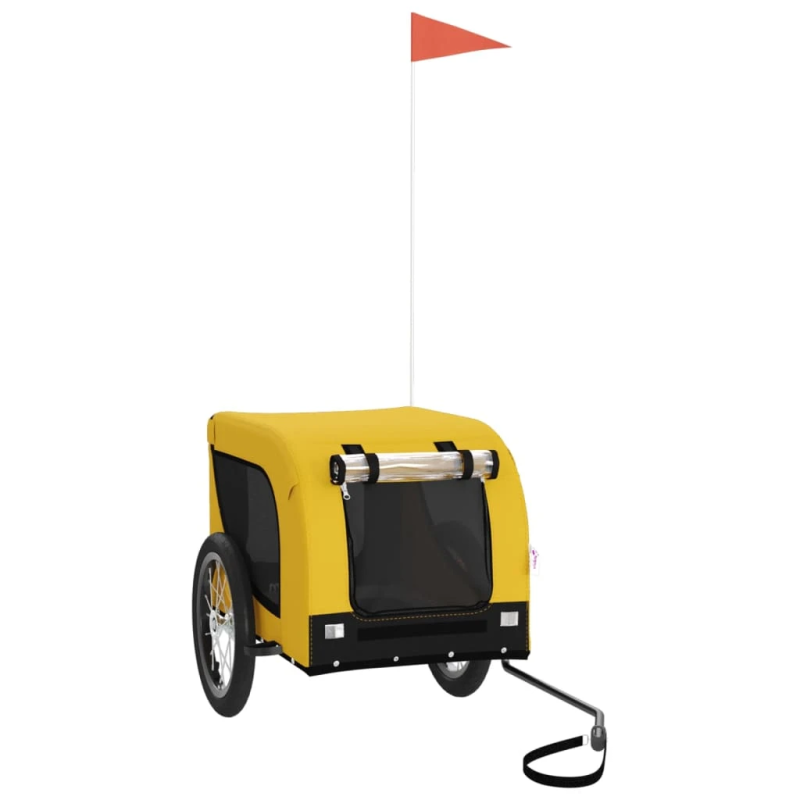 vidaXL mājdzīvnieku velo piekabe, dzeltena ar melnu, audums, dzelzs