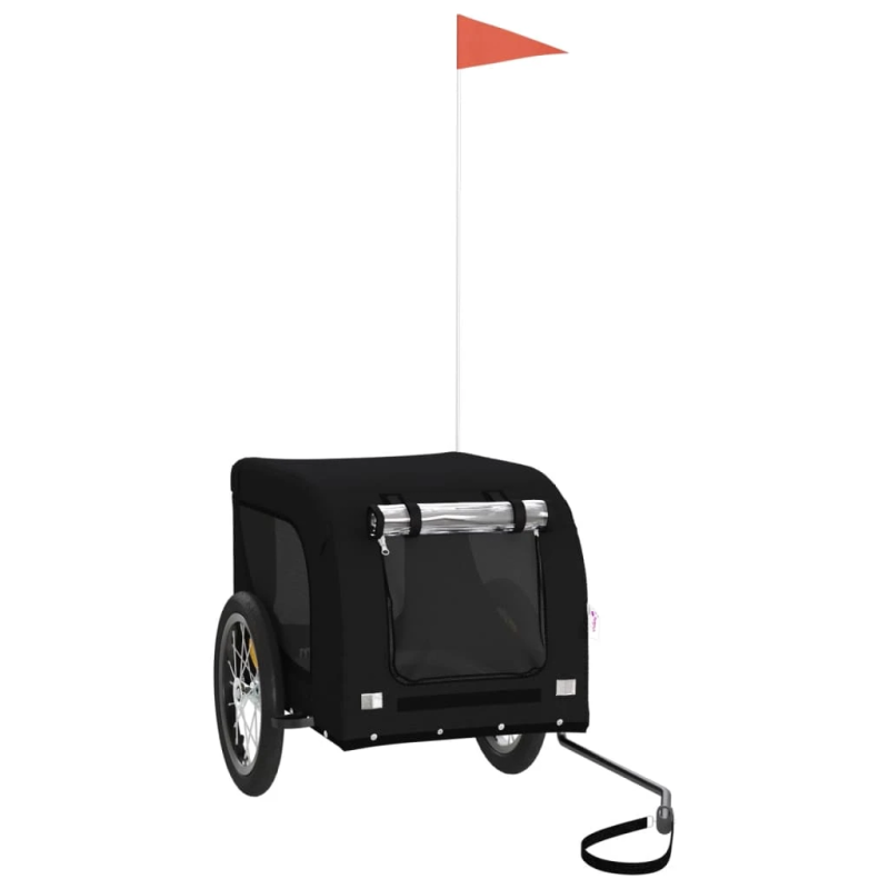 vidaXL mājdzīvnieku velo piekabe, melna, Oksfordas audums un dzelzs