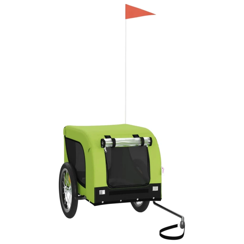 vidaXL mājdzīvnieku velo piekabe, zaļa ar melnu, audums un dzelzs