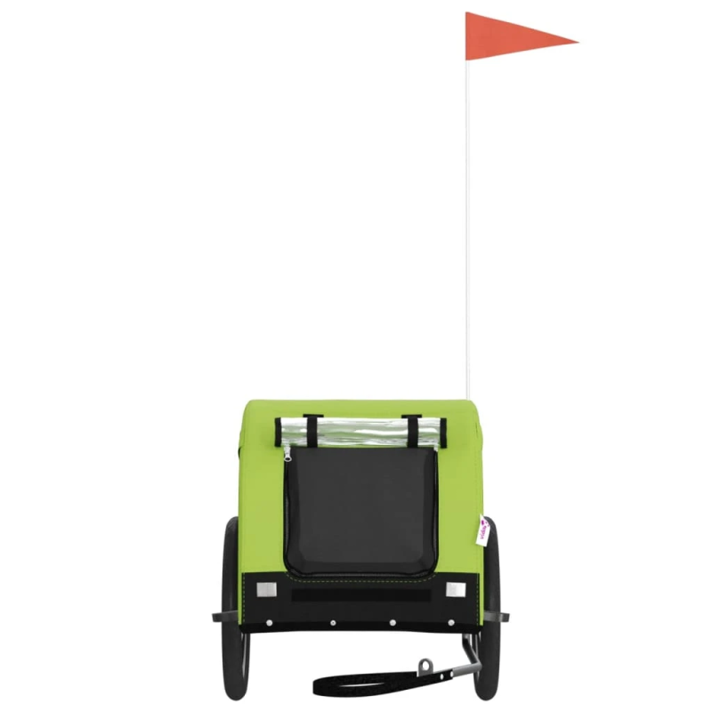 vidaXL mājdzīvnieku velo piekabe, zaļa ar melnu, audums un dzelzs