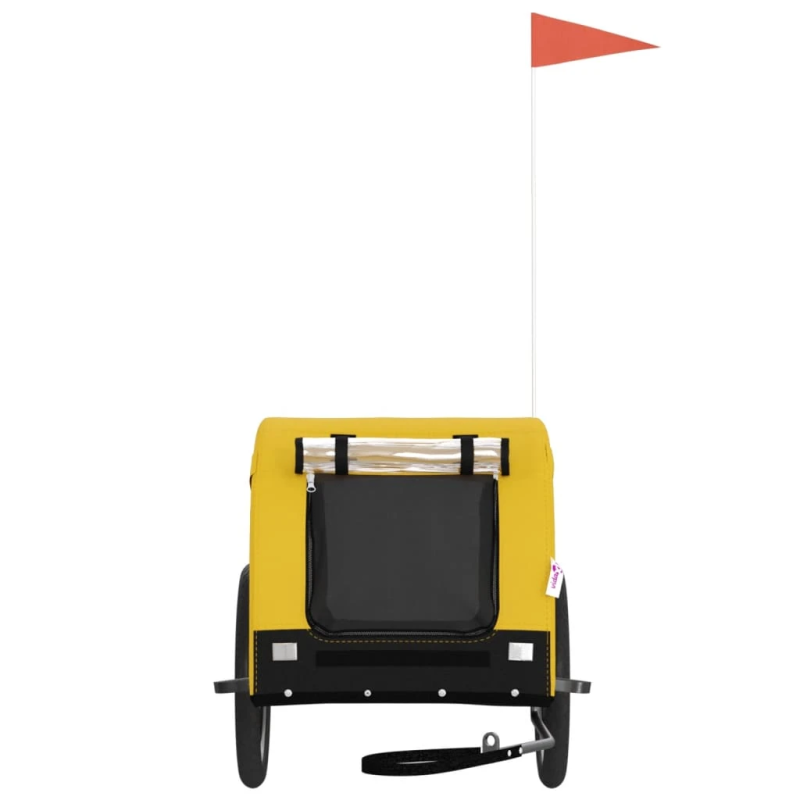 vidaXL mājdzīvnieku velo piekabe, dzeltena ar melnu, audums, dzelzs