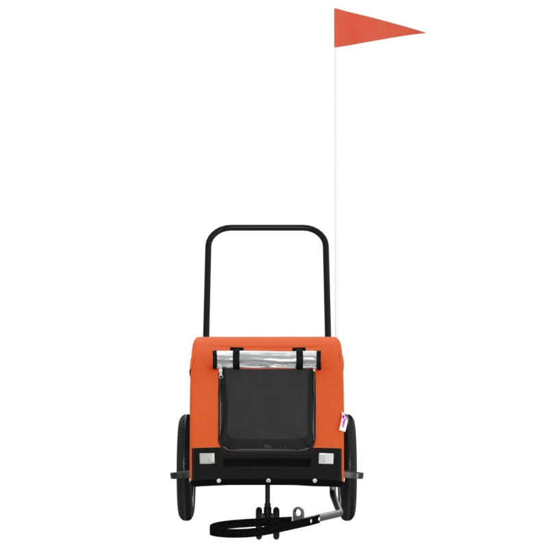 vidaXL mājdzīvnieku velo piekabe, oranža ar melnu, audums un dzelzs