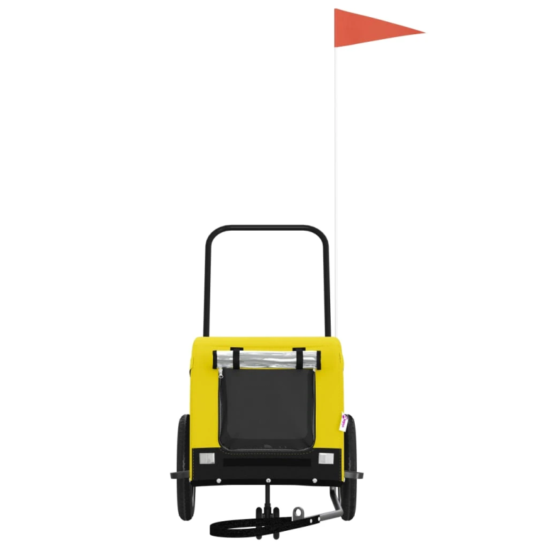 vidaXL mājdzīvnieku velo piekabe, dzeltena ar melnu, audums, dzelzs