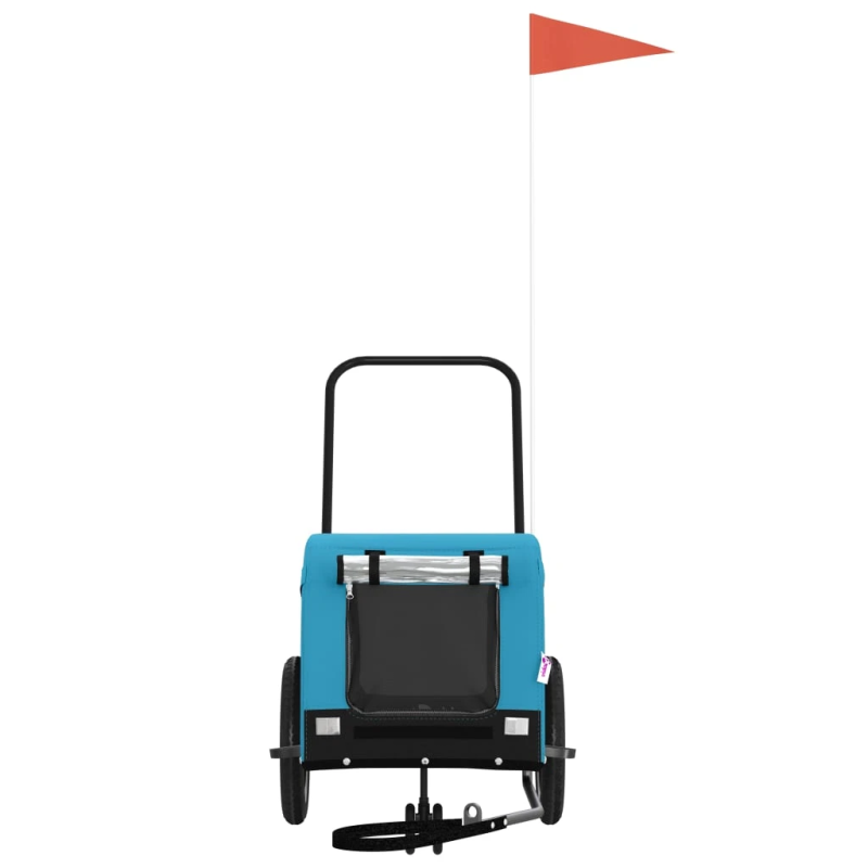 vidaXL mājdzīvnieku velo piekabe, zila ar melnu, audums un dzelzs