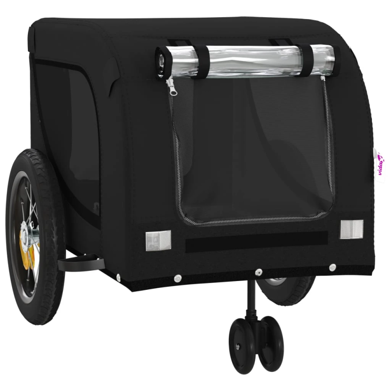 vidaXL mājdzīvnieku velo piekabe, melna, Oksfordas audums un dzelzs