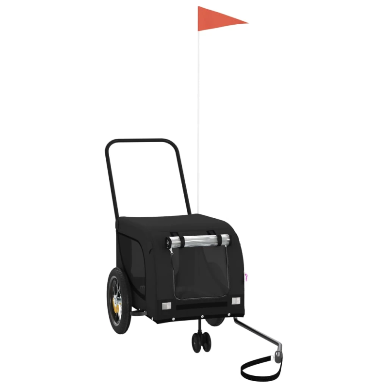 vidaXL mājdzīvnieku velo piekabe, melna, Oksfordas audums un dzelzs