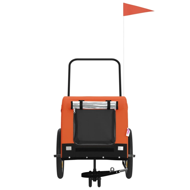 vidaXL mājdzīvnieku velo piekabe, oranža ar melnu, audums un dzelzs