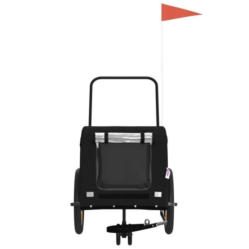 vidaXL mājdzīvnieku velo piekabe, melna, Oksfordas audums un dzelzs