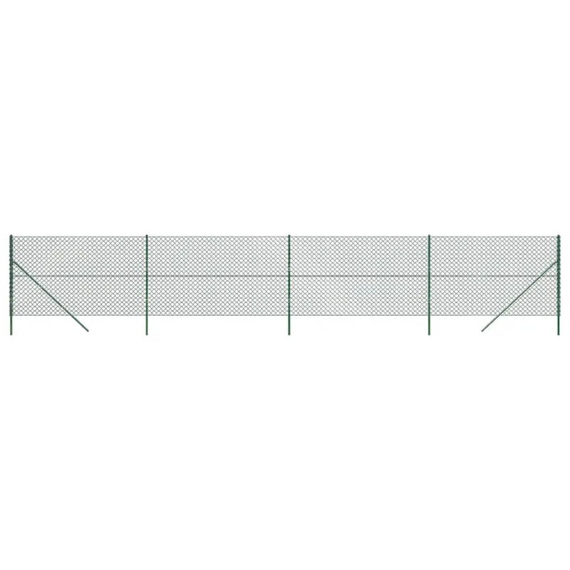 vidaXL stiepļu žogs, 1,4x10 m, zaļš