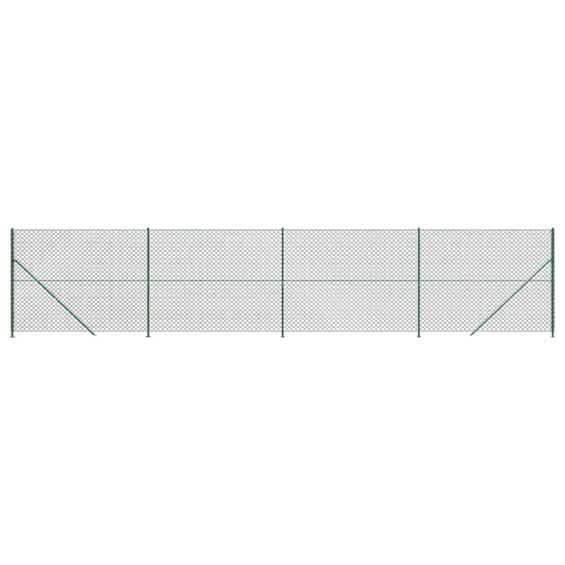 vidaXL stiepļu žogs ar atloku, 1,4x10 m, zaļš