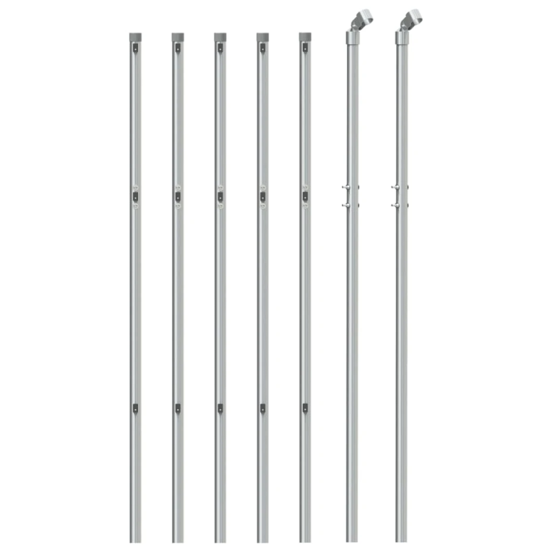 vidaXL stiepļu žogs, 1x10 m, sudraba krāsā