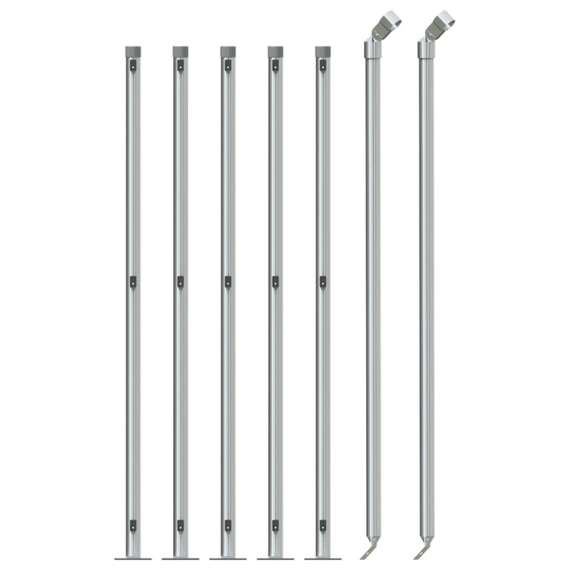 vidaXL stiepļu žogs ar atloku, 0,8x10 m, sudrabains