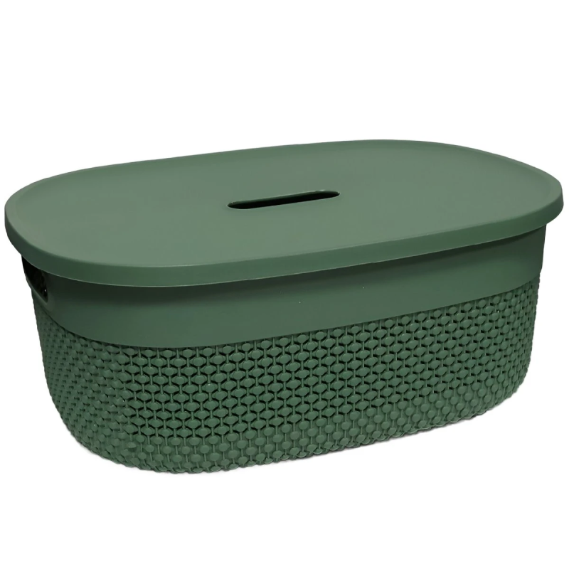 Grozs ar vāku Deny 38x28x15cm, zaļš