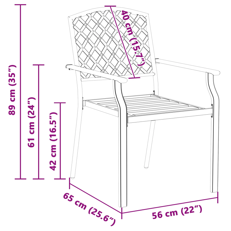 vidaXL Dārza krēsls 2 pcs Antracīts 56 x 65 x 89 cm Tērauds