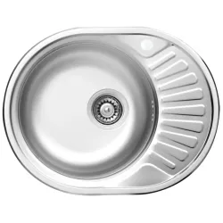 Izlietne virtuves AB 570X450X0.8MM ar virsmu, kreisā, satīna, ar sifonu