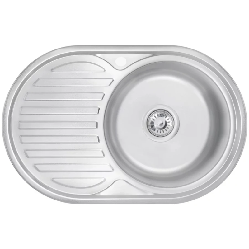 Izlietne virtuves AB 770X500X0.8MM ar virsmu, labā, stīna, ar sifonu