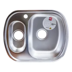 Кухонная мойка AB 600X490X0.8MM с 1,5 чашей, правая, сатин, с сифоном