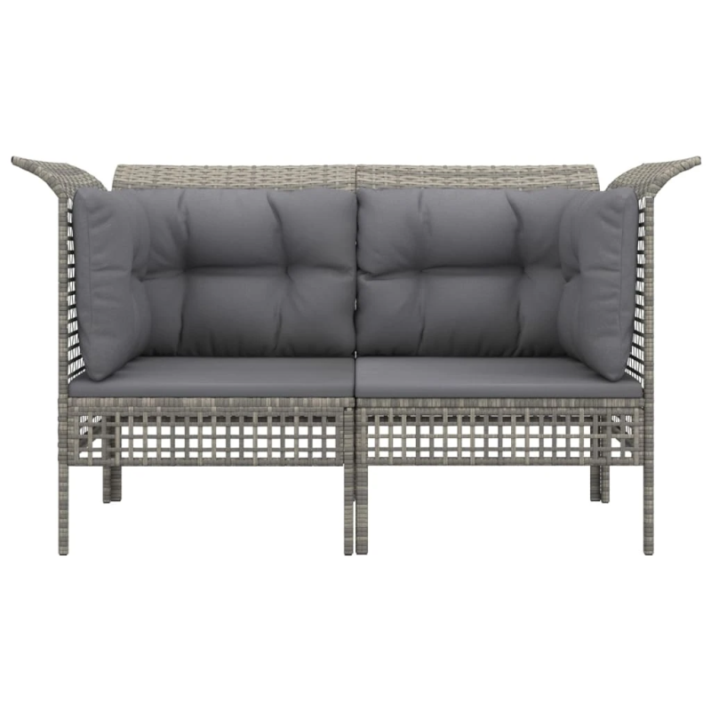 vidaXL dārza stūra dīvāni ar spilveniem, 2 gab., pelēka PE rotangpalma