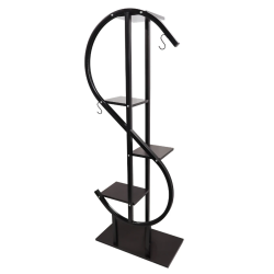 Puķu statīvs 4-vietīgs, S formas, 56x29x147cm, melns