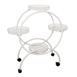 Puķu poda turētājs metāla, 4-vietīgs, 67x29x82cm, balts