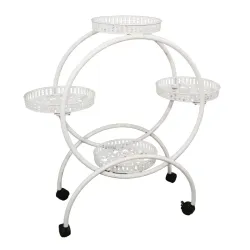 Puķu poda turētājs metāla, 4-vietīgs, 67x29x82cm, balts