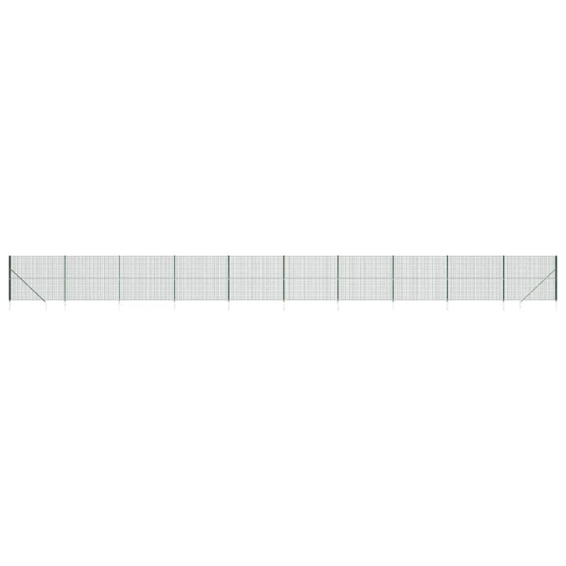 vidaXL stiepļu žogs ar zemes mietiņiem, zaļš, 1,4x25 m