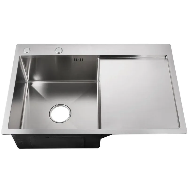 Izlietne NT AB 780x510x200mm ar virsmu, kreisā, satīna, ar sifonu