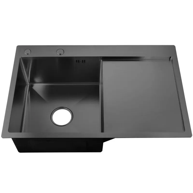 Izlietne NT AB 780x510x200mm ar virsmu, kreisā, grafīta, ar sifonu