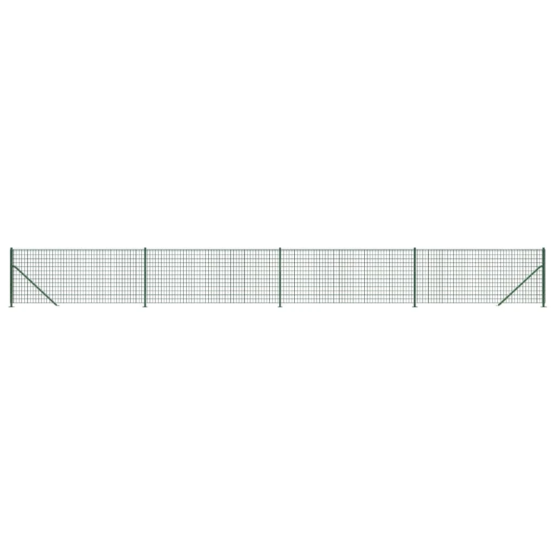 vidaXL stiepļu žogs ar atloku, 0,8x10 m, zaļš