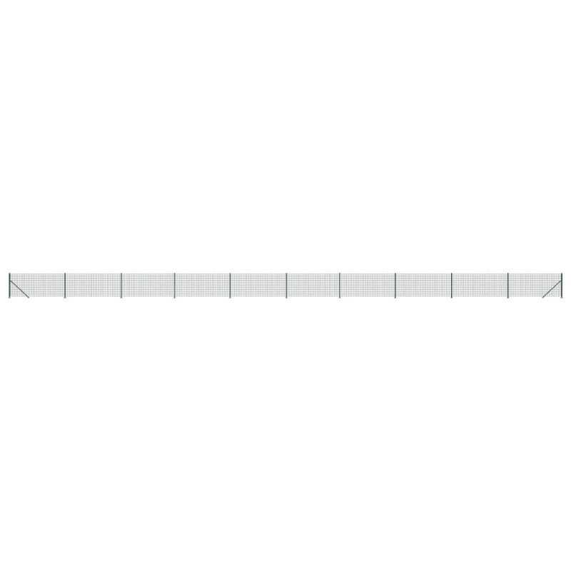 vidaXL stiepļu žogs ar atloku, zaļš, 0,8x25 m