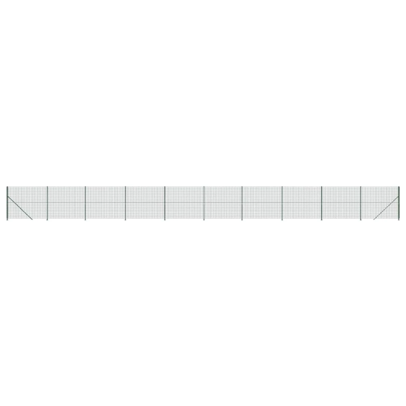 vidaXL stiepļu žogs ar atloku, 1,8x25 m, zaļš