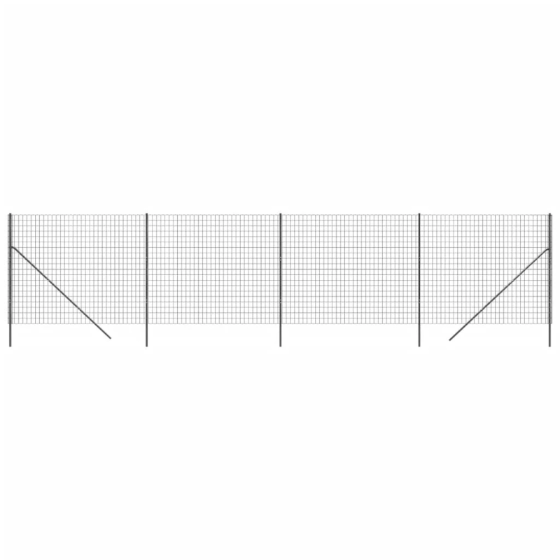 vidaXL stiepļu žogs, pelēks, 2x10 m, cinkots tērauds