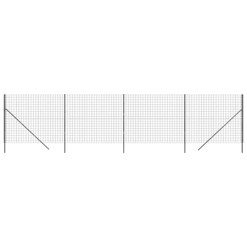 vidaXL stiepļu žogs, pelēks, 2x10 m, cinkots tērauds