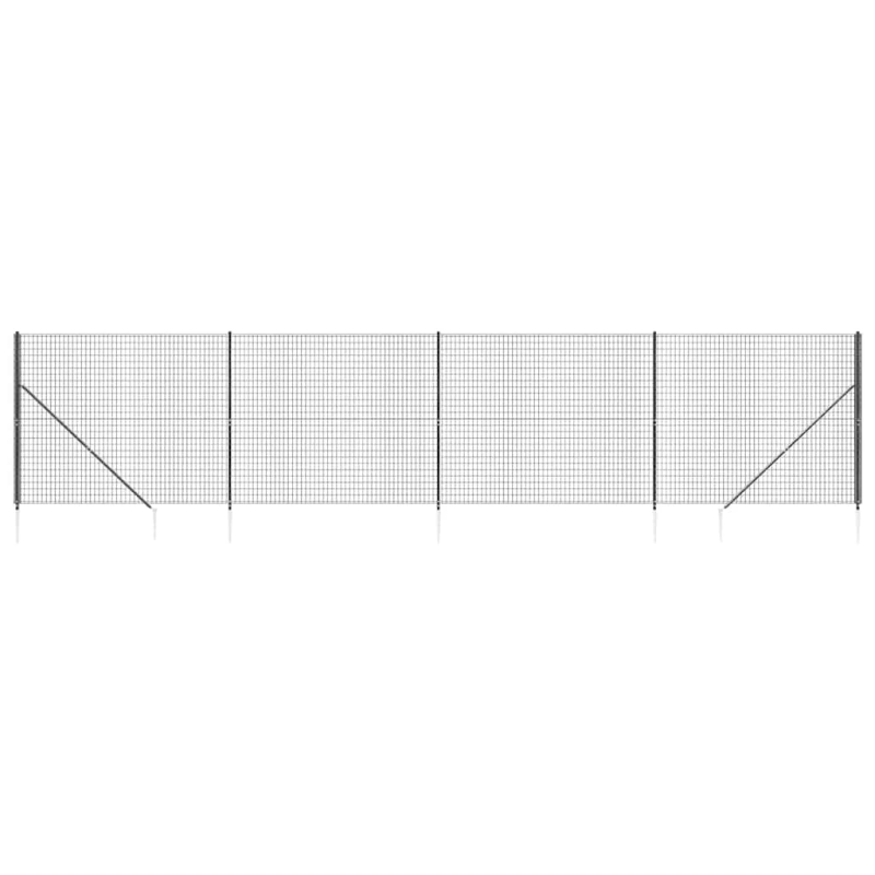 vidaXL stiepļu žogs ar zemes mietiņiem, antracītpelēks, 1,8x10 m