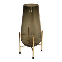 Vāze stikla uz statīva 11x35cm, dūmakaini pelēka