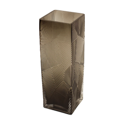 Vāze stikla ar rakstu 10x30cm, dūmakaini pelēka