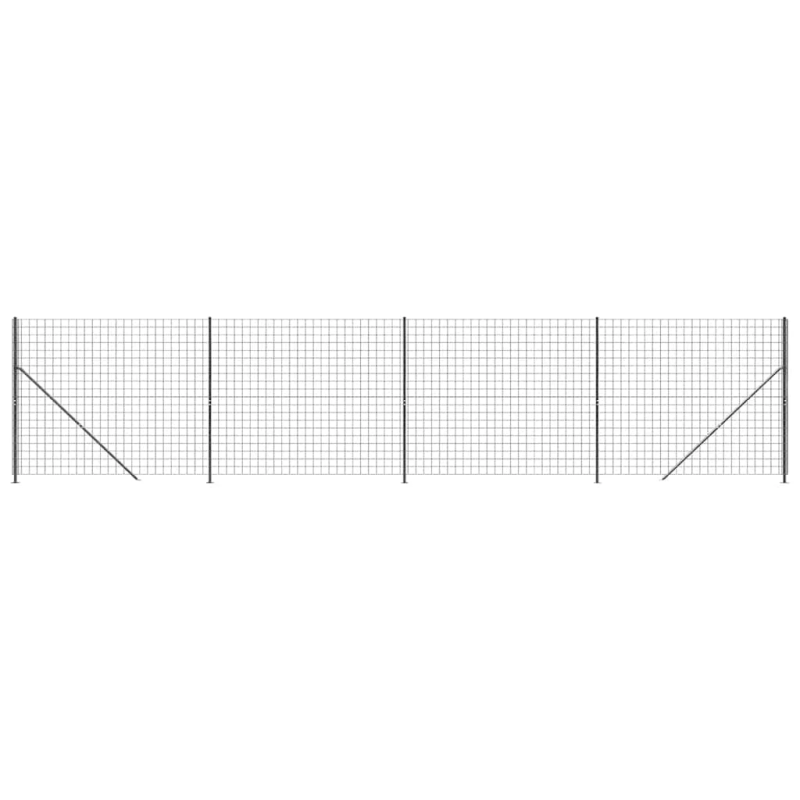 vidaXL stiepļu žogs ar atloku, 2x10 m, antracītpelēks