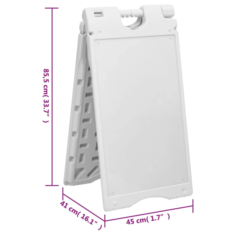 vidaXL ietves dēlis, A-rāmis, pelēks, 45x7x84,5 cm, HDPE