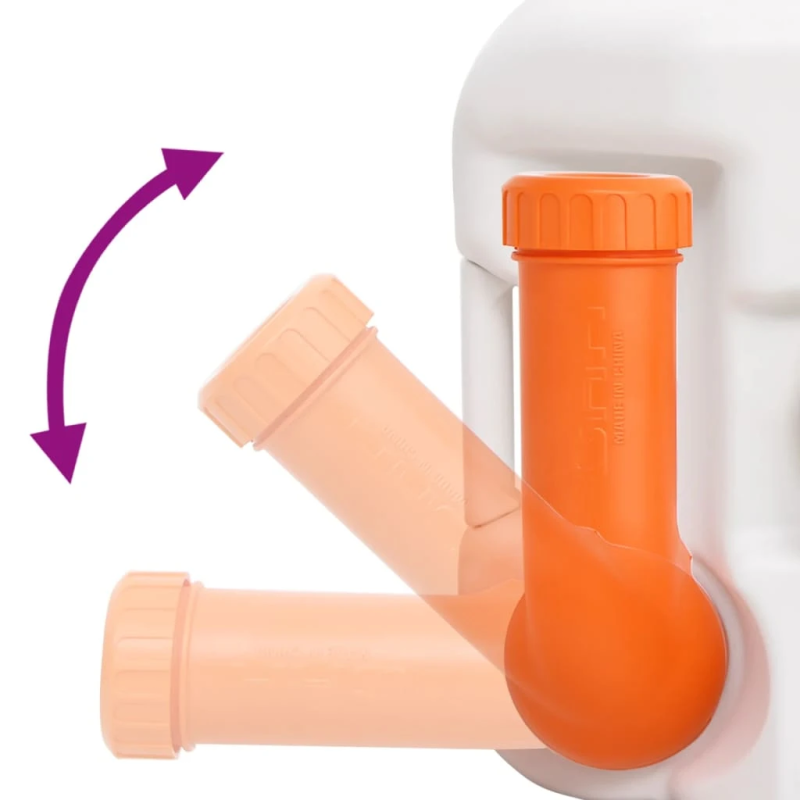 vidaXL integrētā kempinga tualete, balta, 24+17 L, HDPE un tērauds