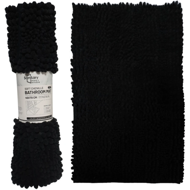 Vannas istabas paklājiņš Action 45x70cm, 100% poliesters, melns