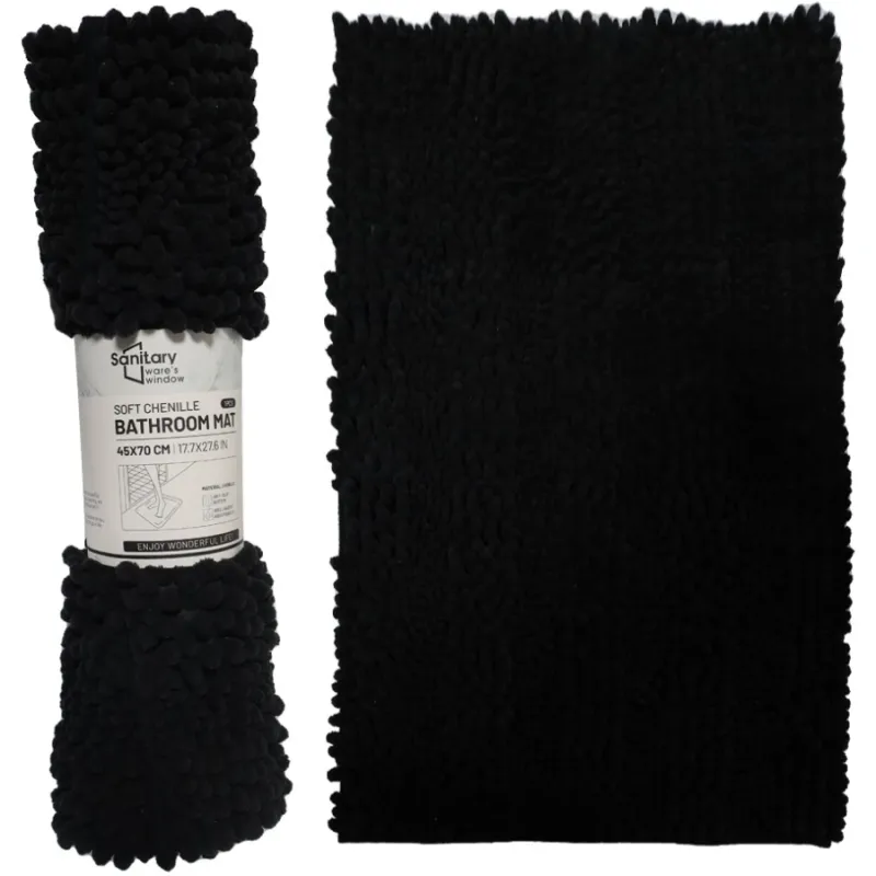 Vannas istabas paklājiņš Action 45x70cm, 100% poliesters, melns