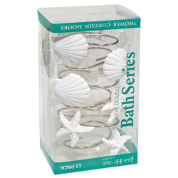 Dušas aizkaru riņķi ar formiņām, balti