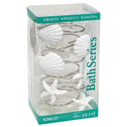 Dušas aizkaru riņķi ar formiņām, balti