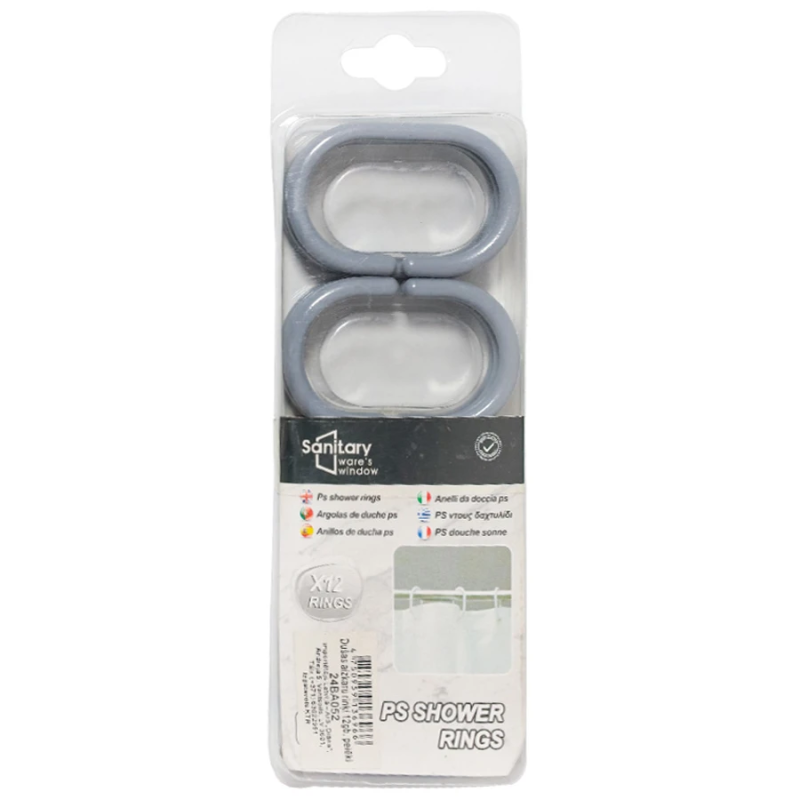 Dušas aizkaru riņķi 12gb, pelēki