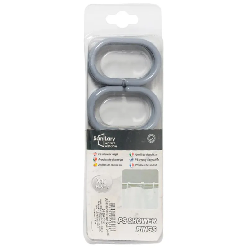 Dušas aizkaru riņķi 12gb, pelēki