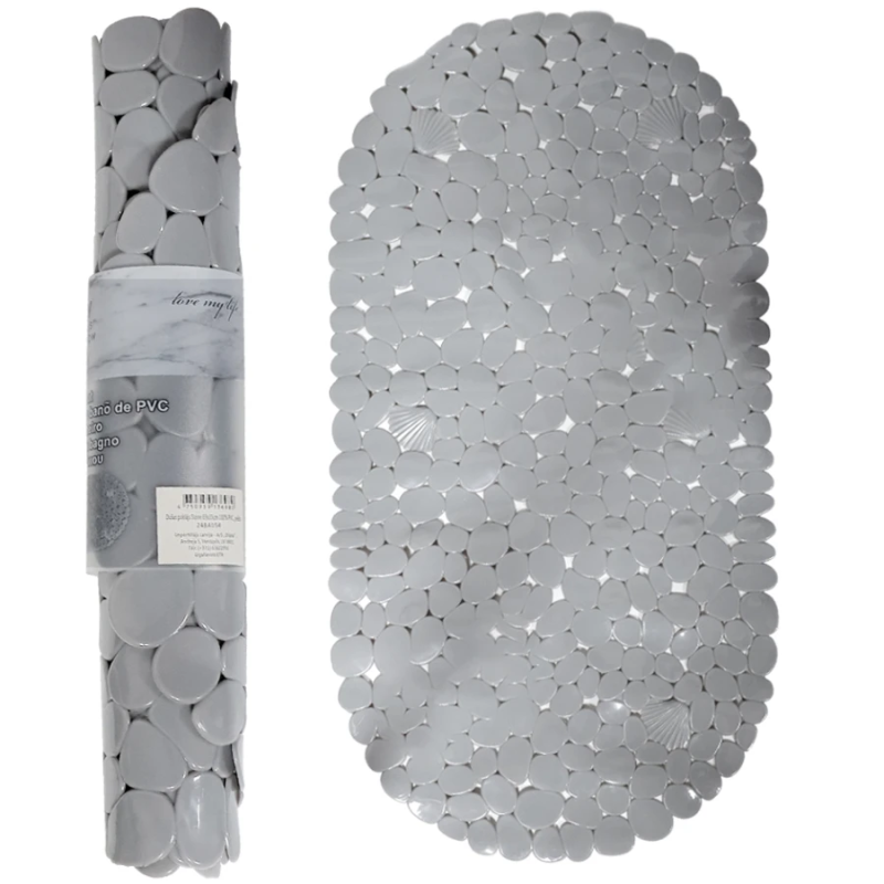 Dušas paklājs Stone 69x35cm 100% PVC, pelēks