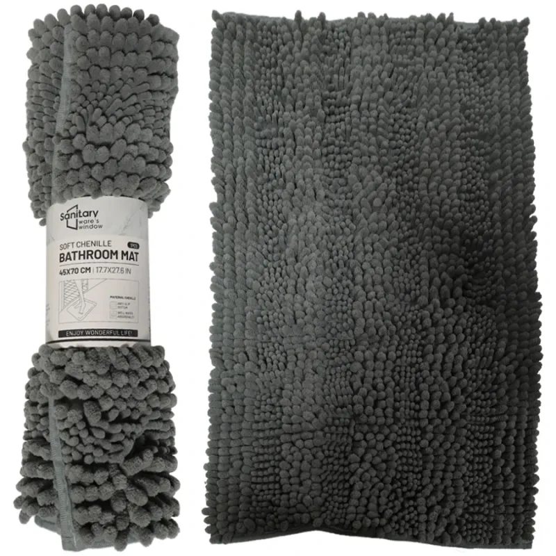 Vannas istabas paklājiņš Action 45x70cm, 100% poliesters, pelēks